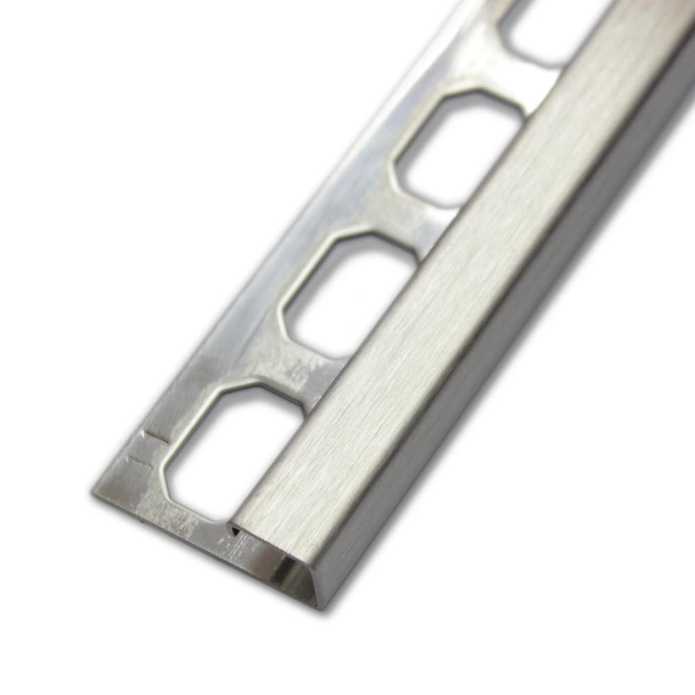 Square edge profile, brushed stainless steel, 250 cm