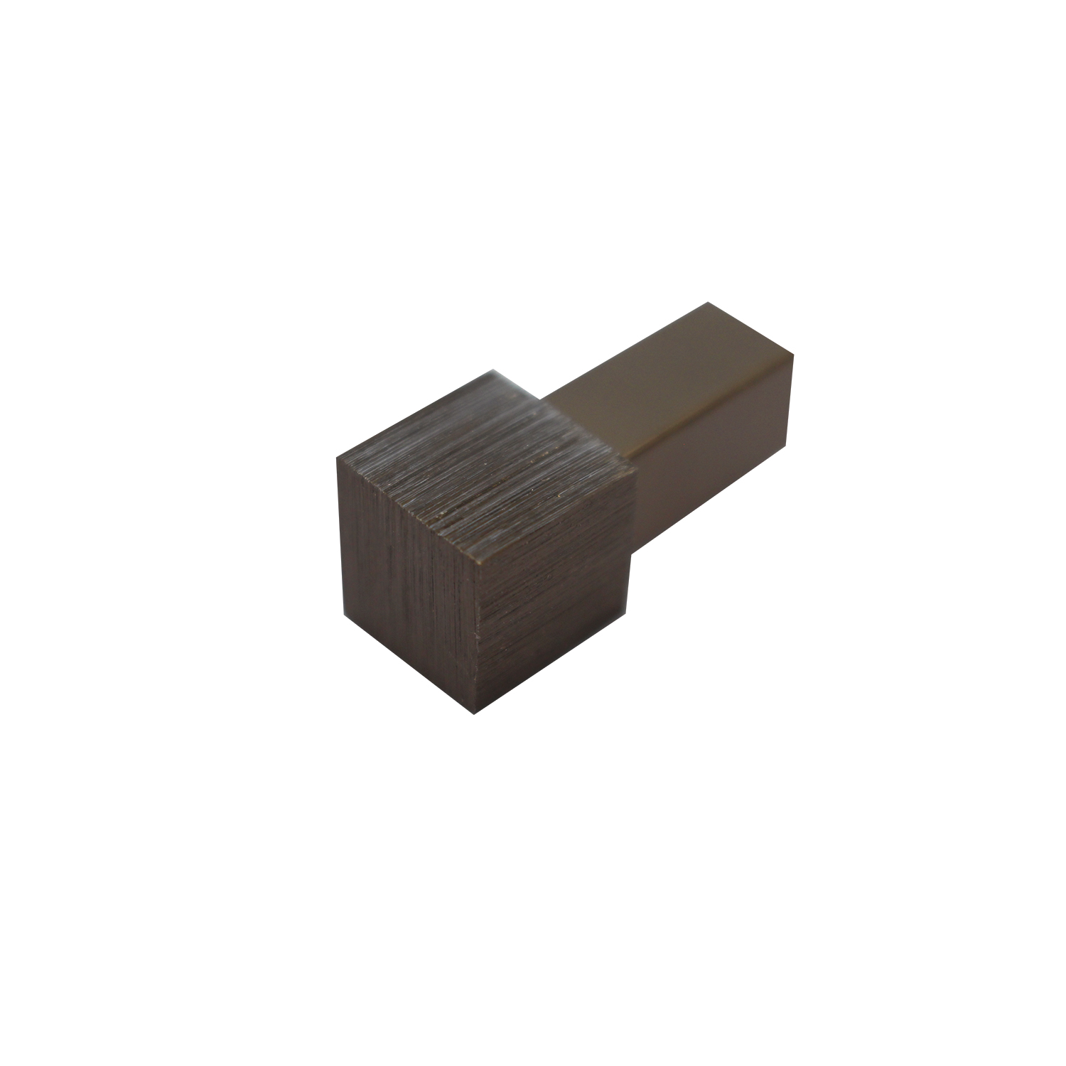 Square edge corner piece, aluminum Bronze anodized brushed