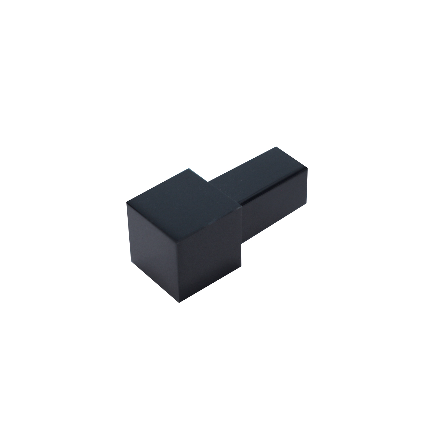 Square edge corner piece, aluminum high-gloss anodized black