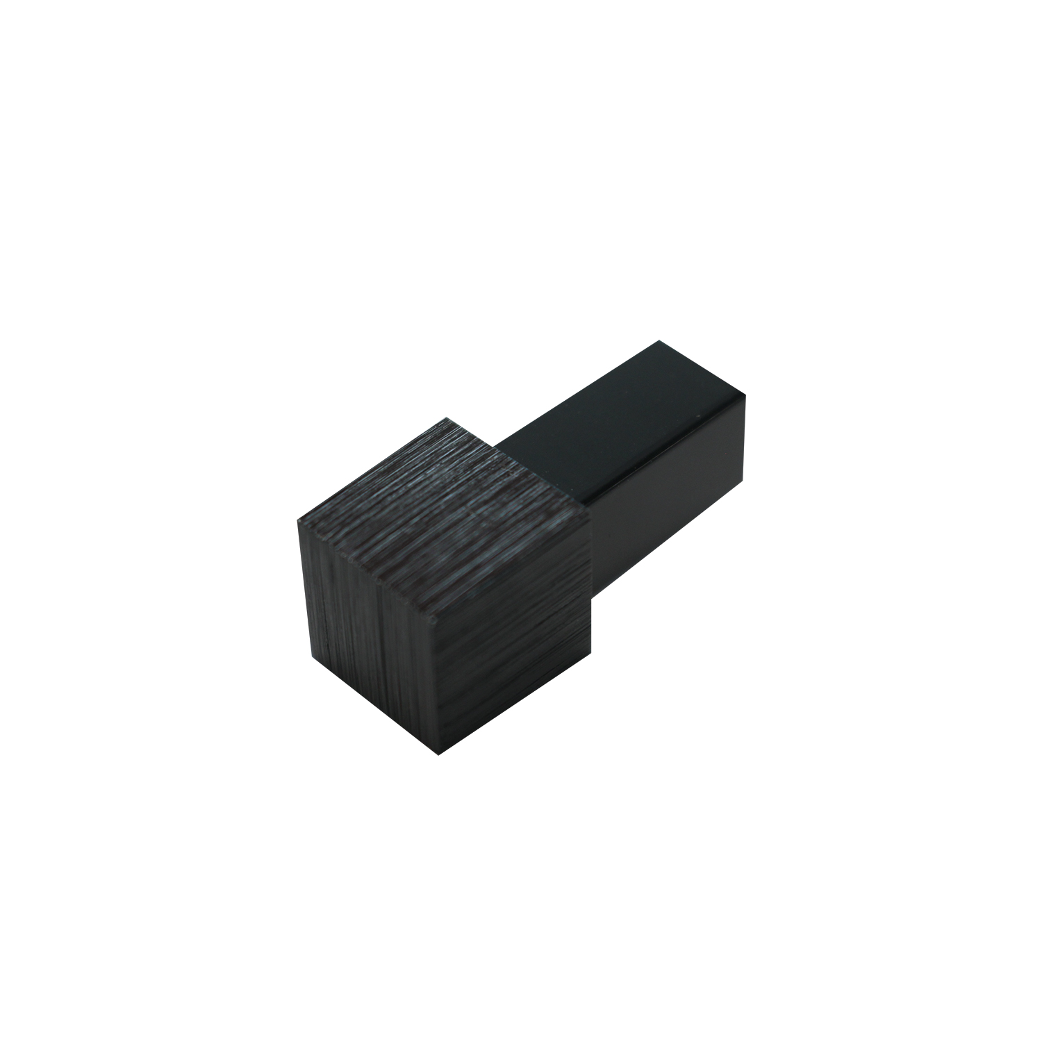 Square edge corner piece, aluminum black high-gloss anodized brushed