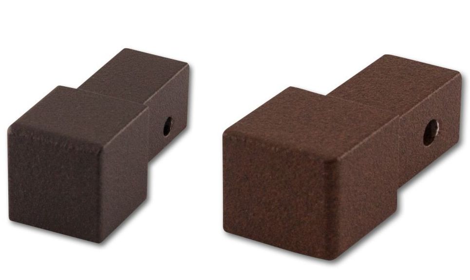 Square edge corner piece, aluminum tactile coated brown