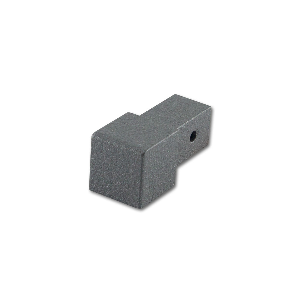Square edge corner piece, aluminum tactile coated Grey metallic