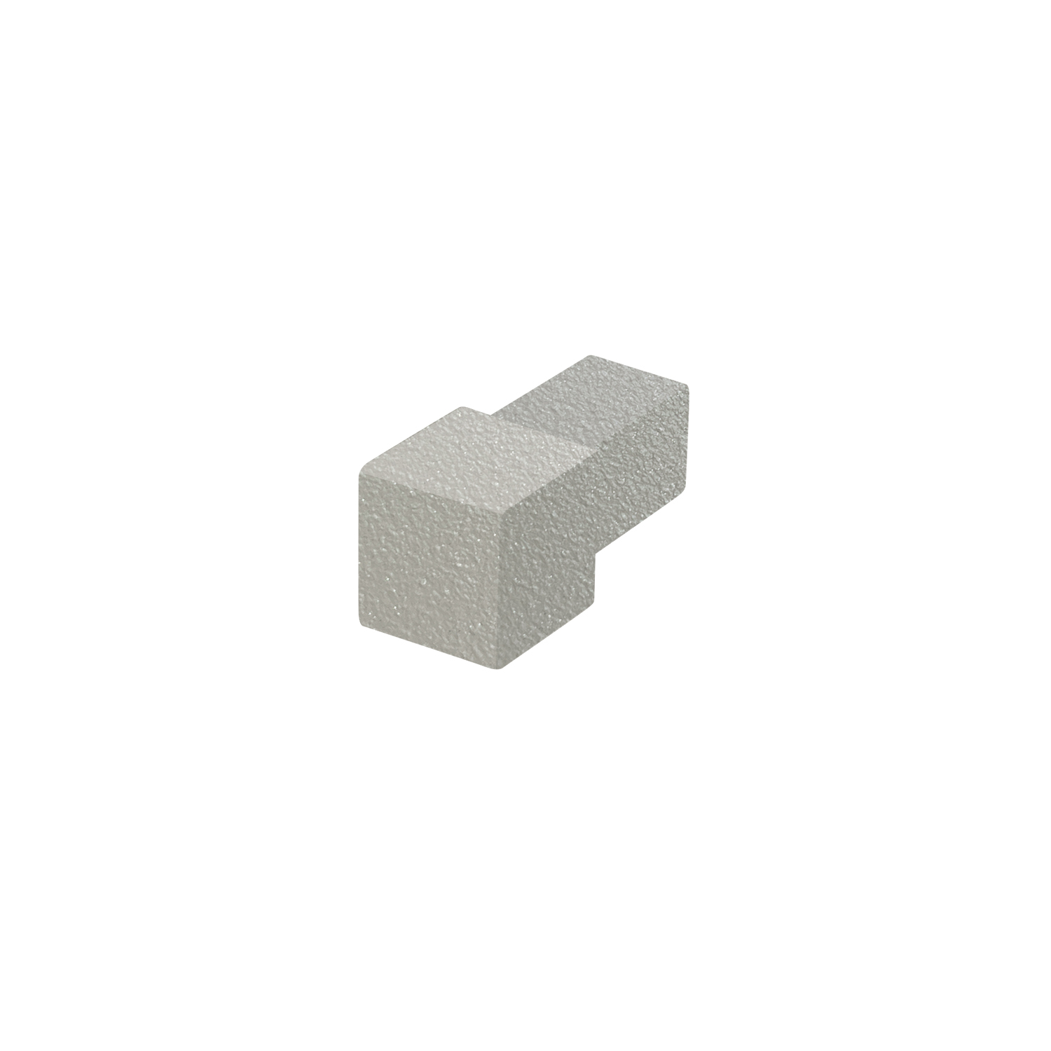 Square edge corner piece, aluminum tactile coated silver grey brilliant