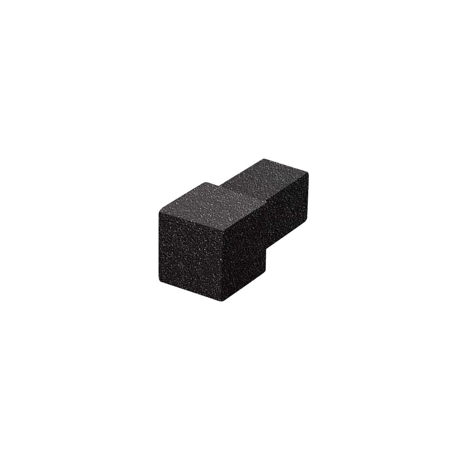 Square edge corner piece, aluminum tactile coated black glossy