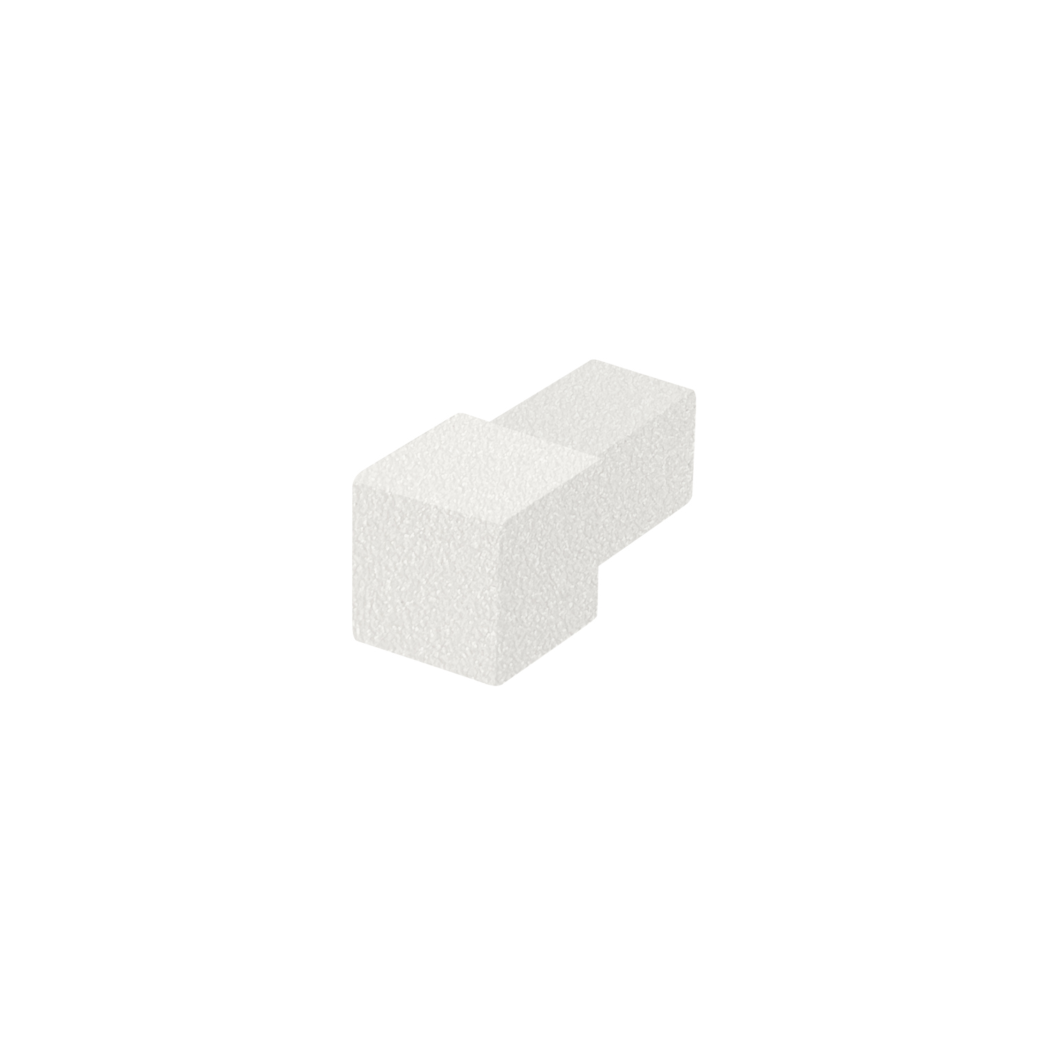 Square edge corner piece, aluminum tactile coated brilliant white