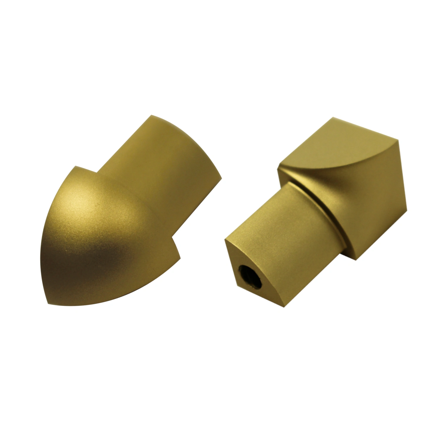 Round profile corner piece, aluminum brass anodized