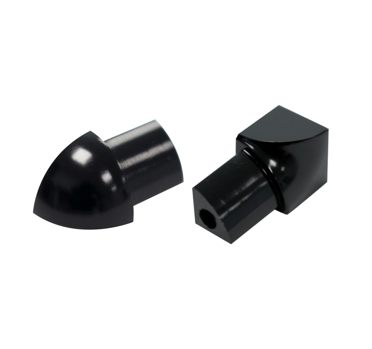 Round profile corner piece, aluminum, high-gloss anodized black