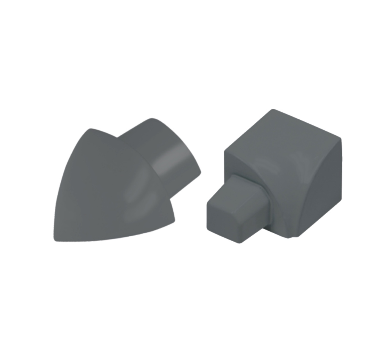 Round profile corner piece, aluminum, ash grey Powder coated