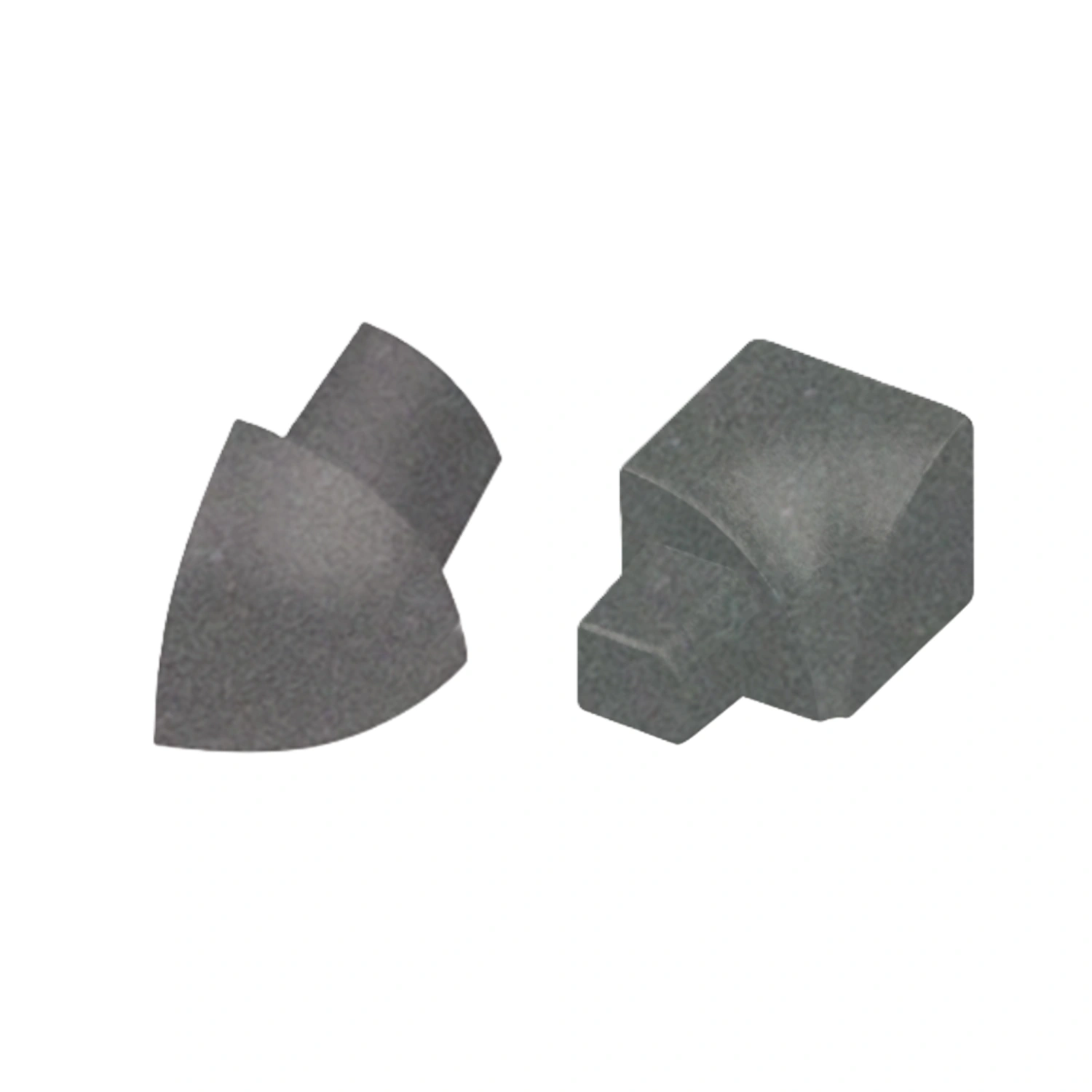 Round profile corner piece, aluminum, gray metallic tactile coated