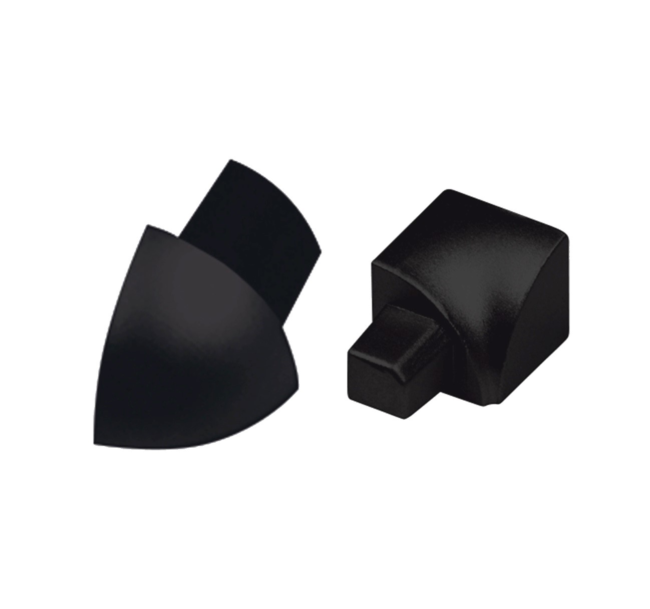 Round profile corner piece, aluminum, black textured