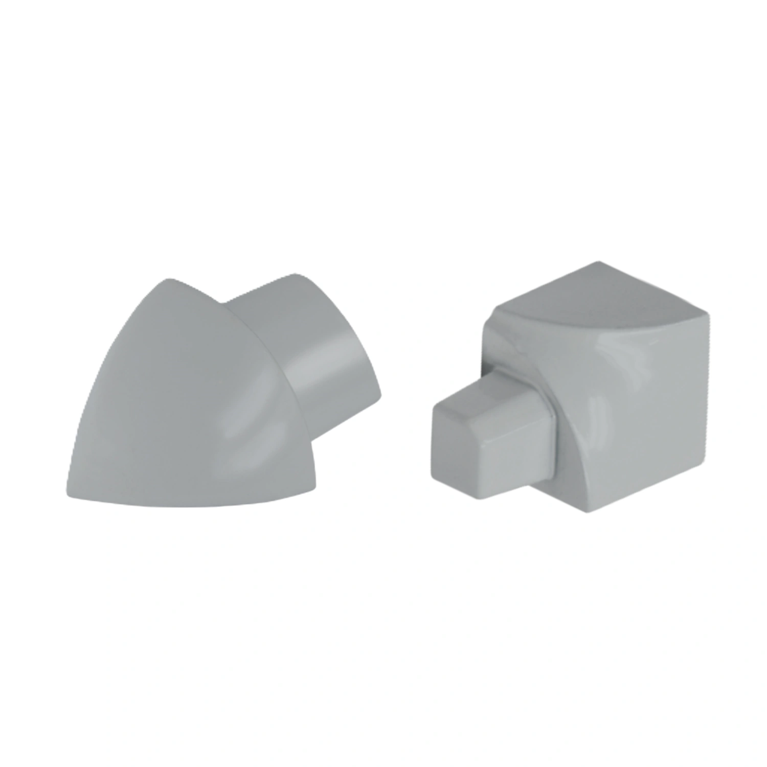 Round profile corner piece, aluminum, silver grey powder coated