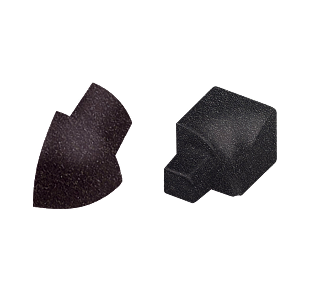 Round profile corner piece, aluminum, black glossy tactile coated