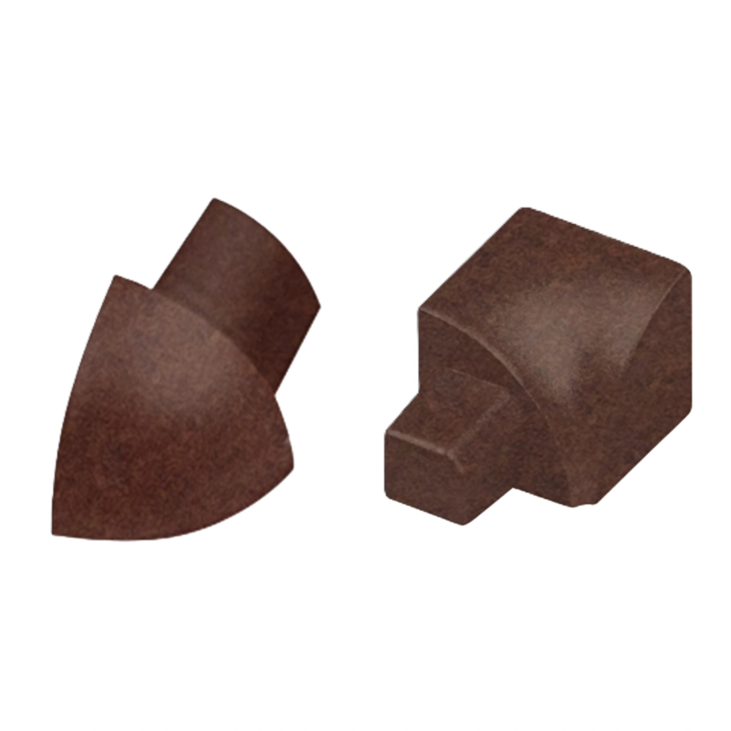 Round profile corner piece, aluminum, terra brown tactile coated