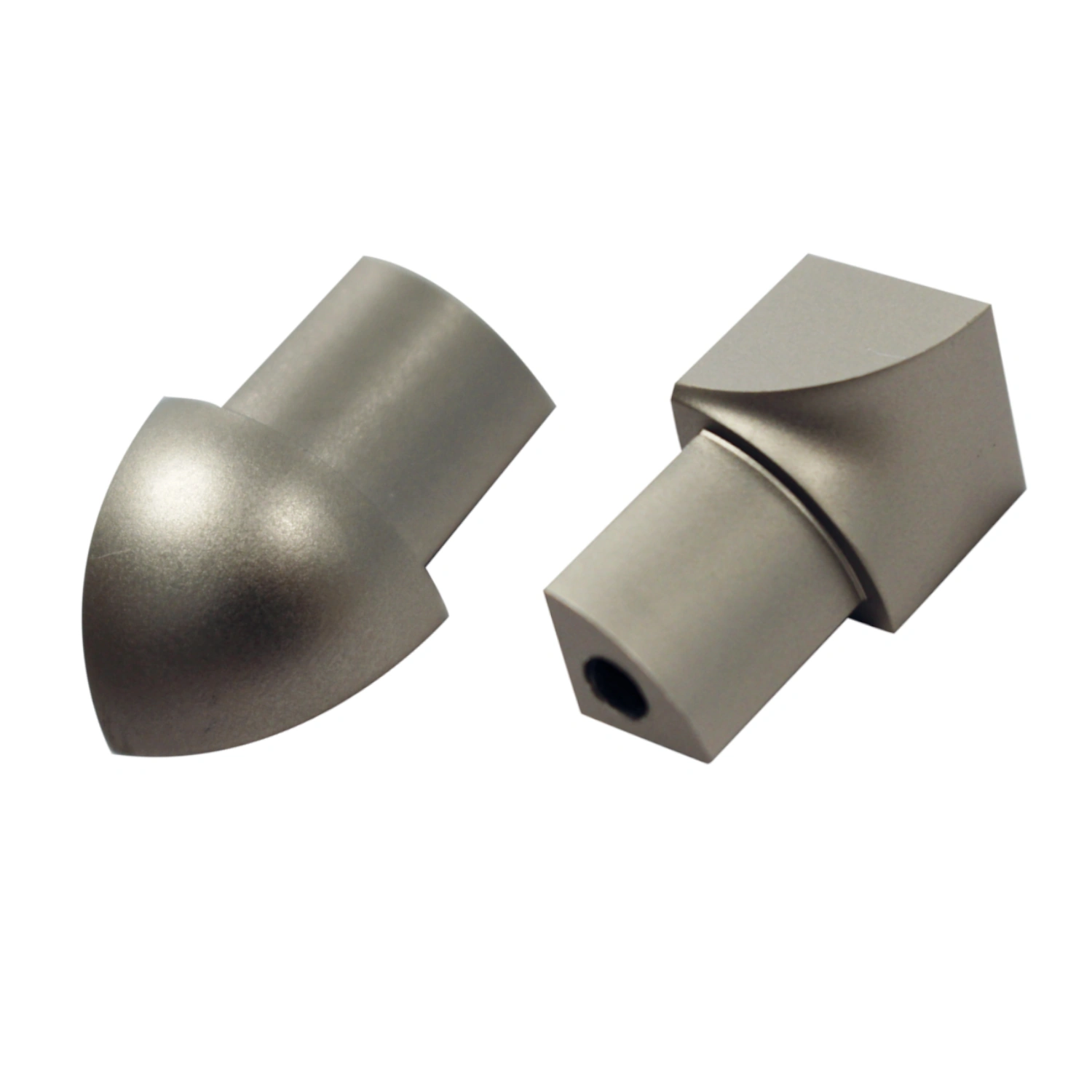 Round profile corner piece, aluminum, titanium anodized