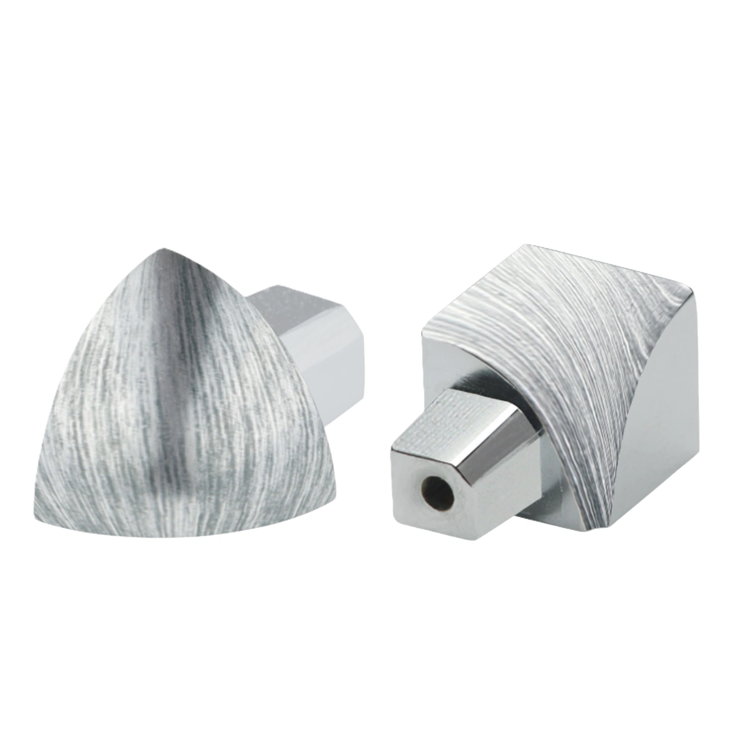 Round profile corner piece, aluminum silver high-gloss anodized brushed