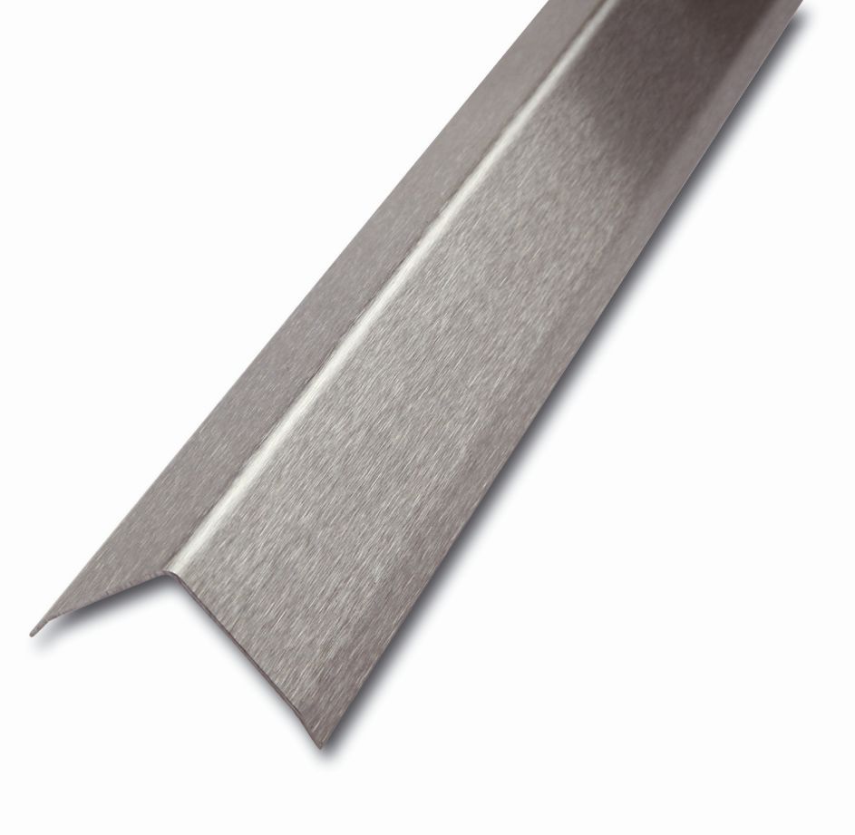 Corner protection profile, brushed stainless steel, folded, 250 cm, 40x40 mm