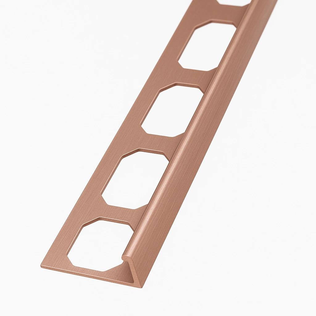 L-shaped edging profiles, Aluminum copper high-gloss anodized brushed, 250 cm