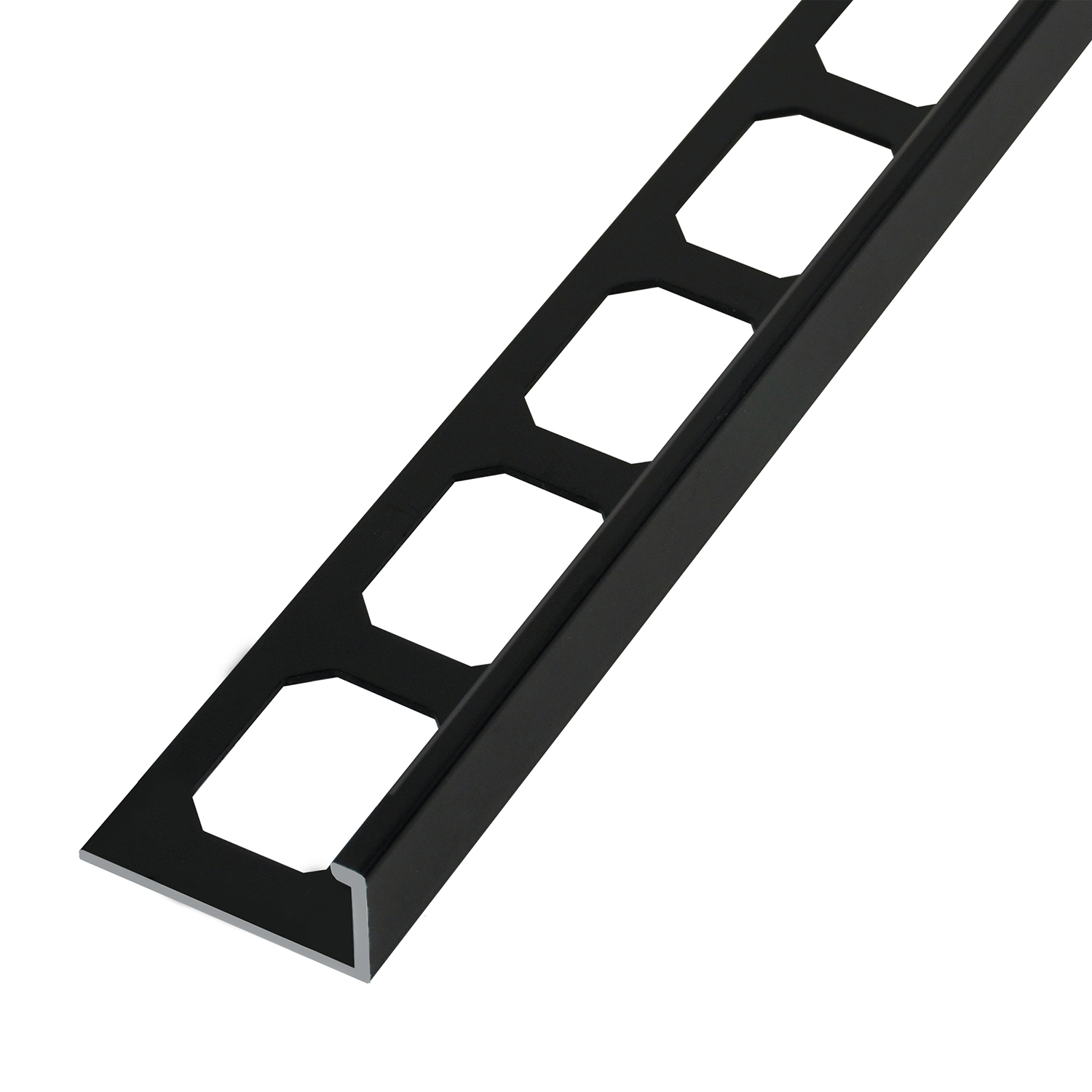 L-shaped edging profiles, aluminum high-gloss anodized black, 250 cm