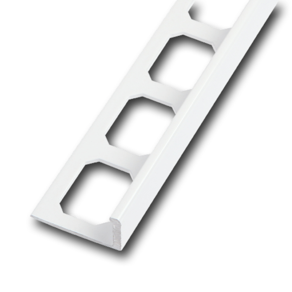 L-shaped edging profiles, Powder coated aluminum white, 250 cm
