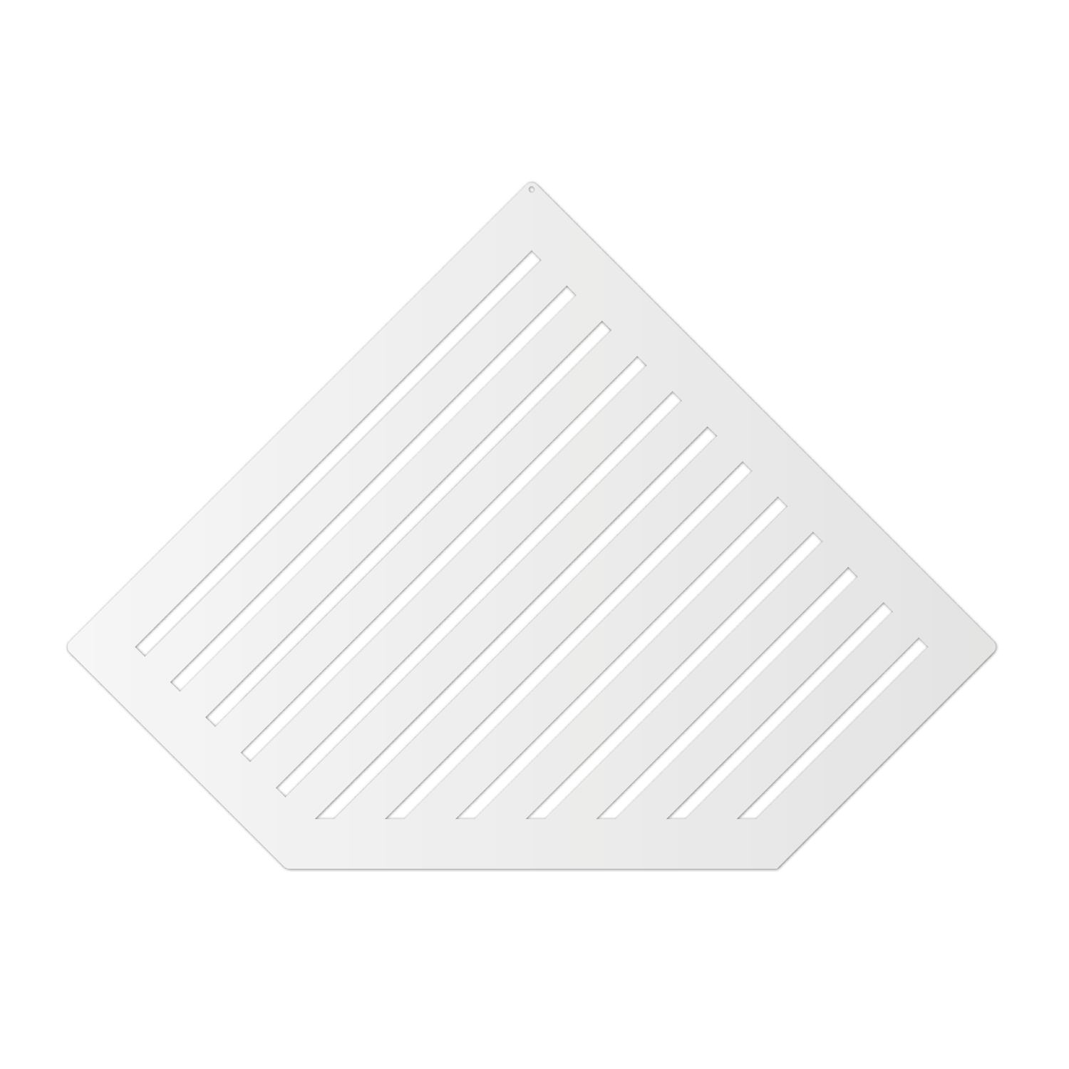 Corner shelf, stainless steel white matt, retrofittable, pentagonal, diamond-shaped