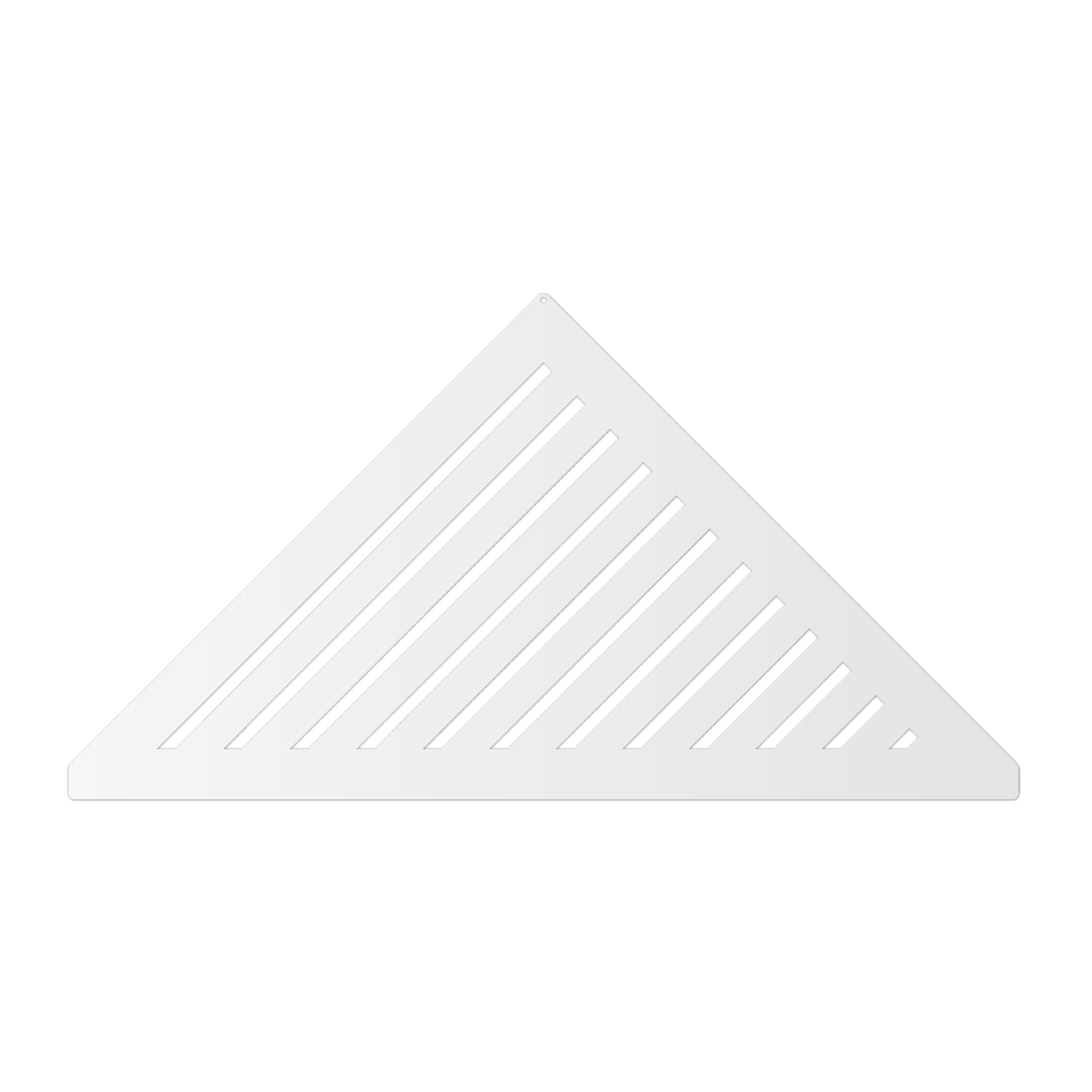 Corner shelf, stainless steel white matt, retrofittable triangular, isosceles