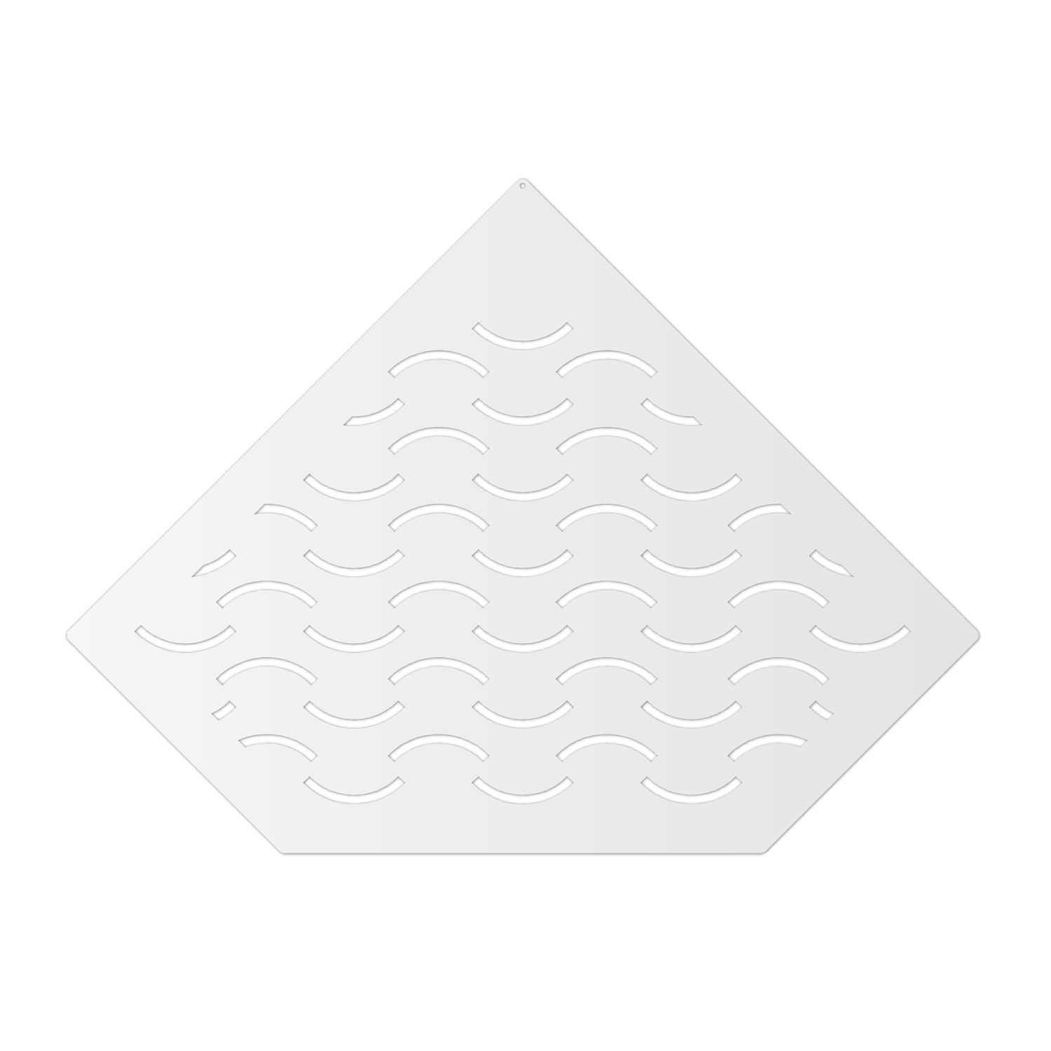 Corner shelf, stainless steel white matt, retrofittable, pentagonal, diamond-shaped, wave form