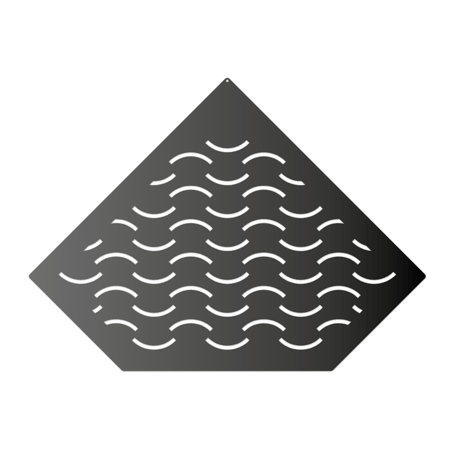 Corner shelf, stainless steel black matte, retrofittable, pentagonal, diamond-shaped, wave design