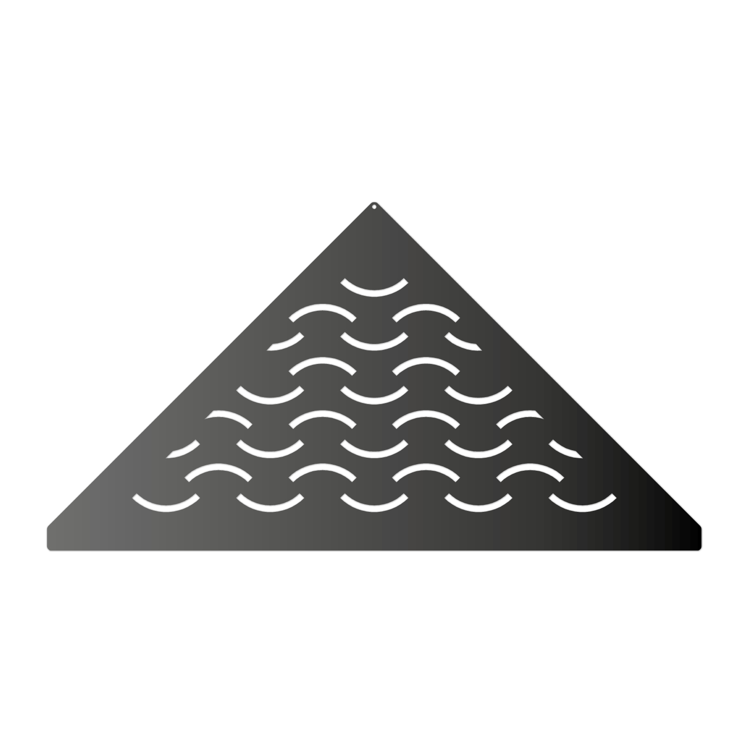 Corner shelf, stainless steel black matte, retrofittable, triangular, isosceles, wave shape