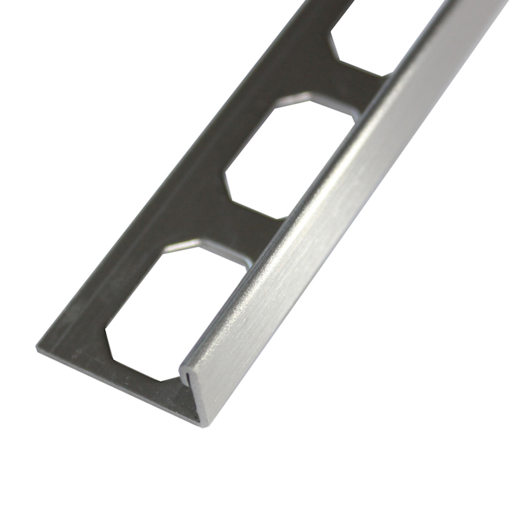 L-shaped edging profiles, brushed stainless steel, 250 cm