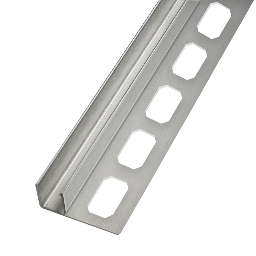 U-profile with slope for glass partition brushed stainless steel 100cm