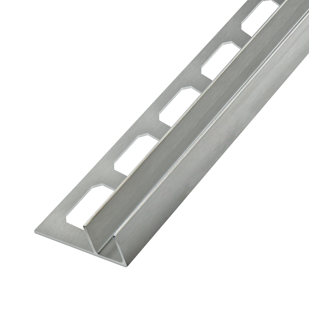 U-profile, brushed stainless steel, for tiling without slope, 220 cm