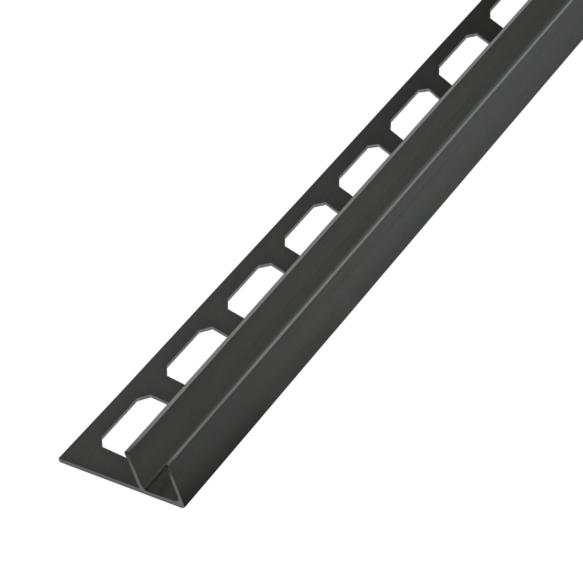 U-profile, stainless steel black matt, for tiling, without slope, 220 cm