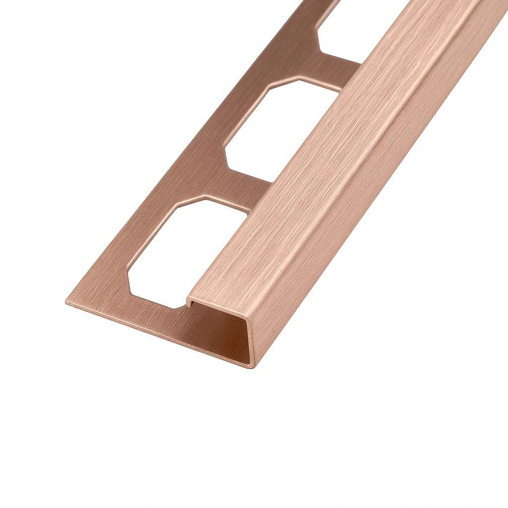 Square edge profile, aluminum copper high-gloss anodized brushed, 250 cm