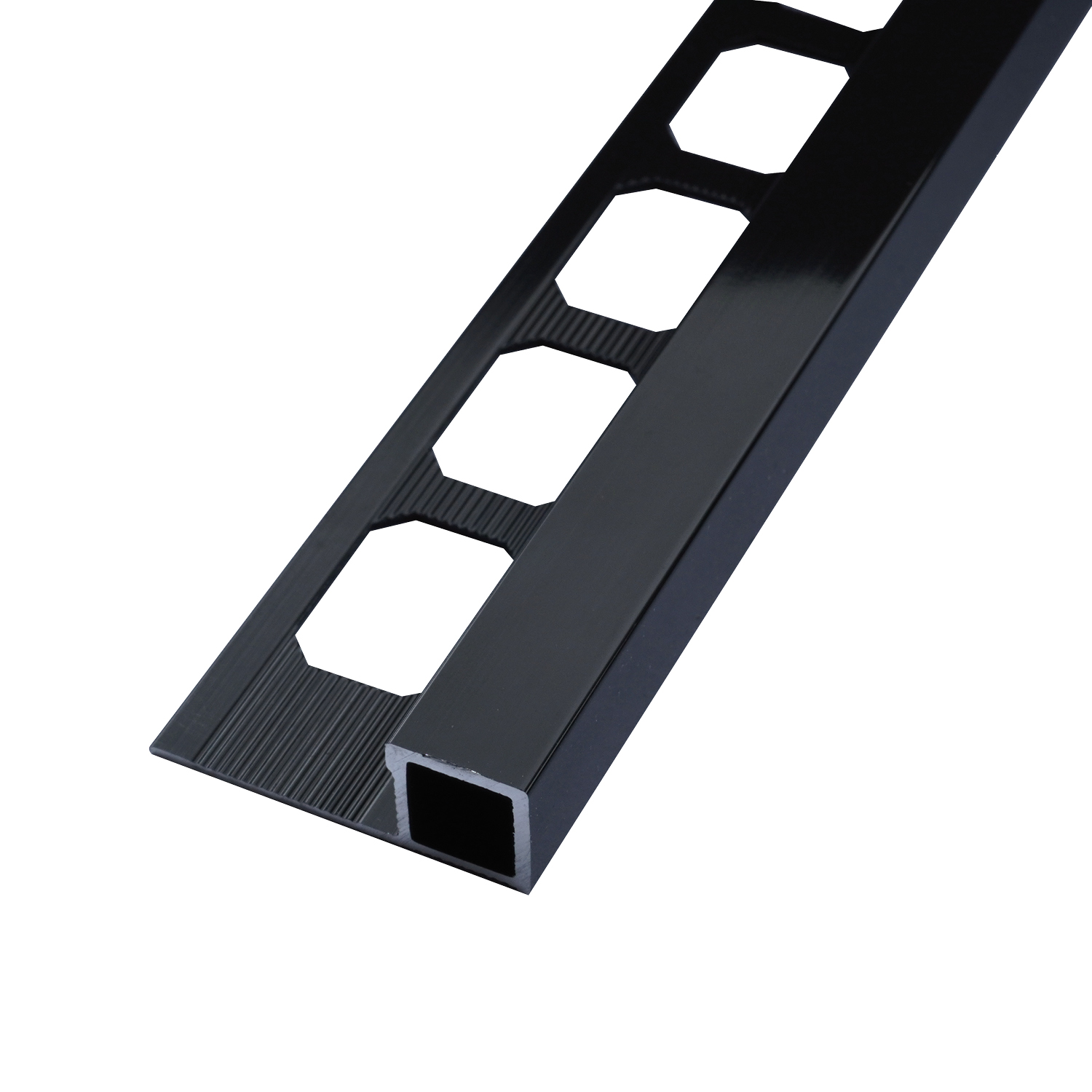 Square edge profile, aluminum high-gloss anodized black, 250 cm