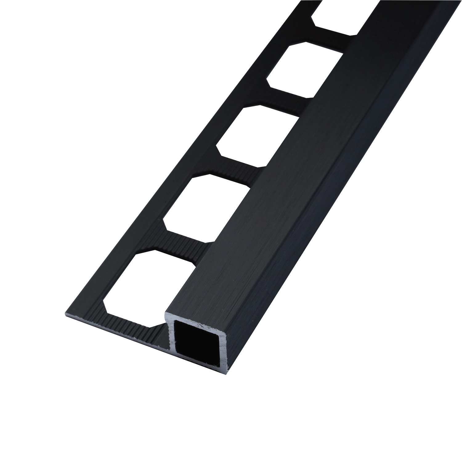 Square edge profile, aluminum black high-gloss anodized brushed, 250 cm
