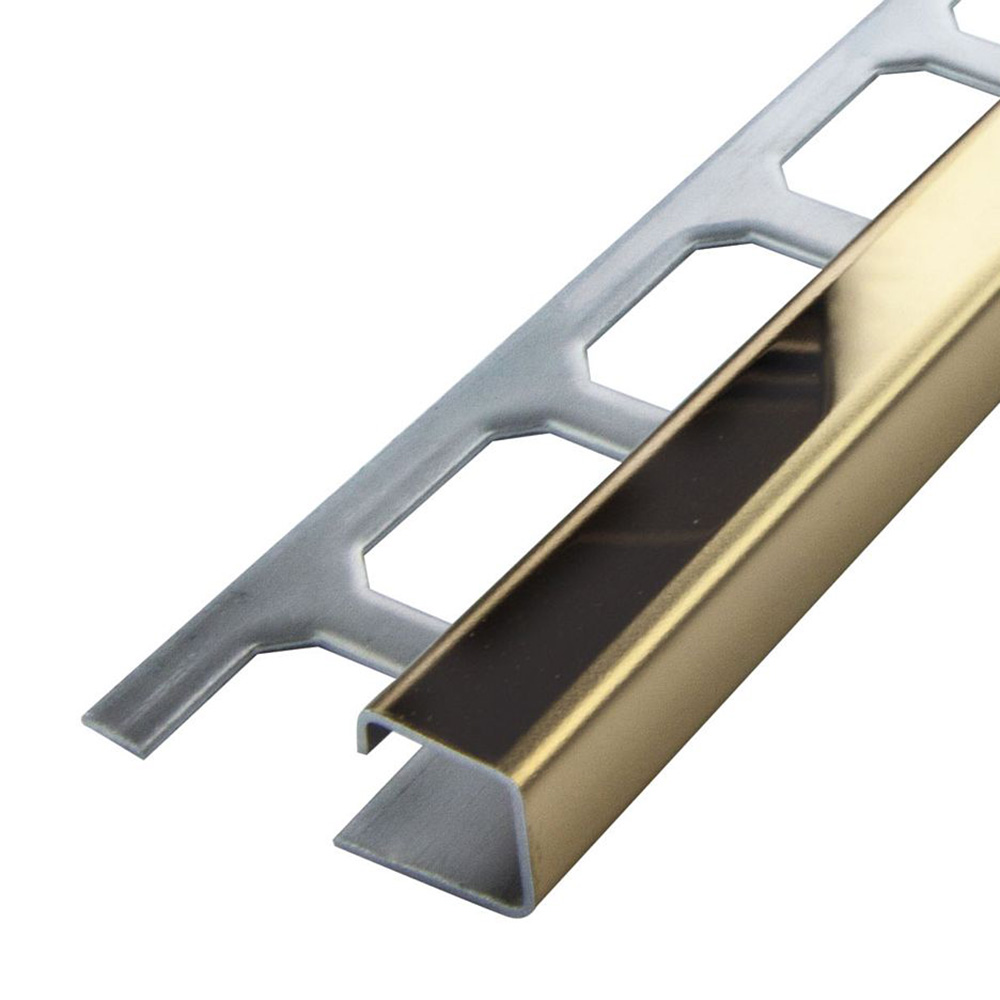 Square edge profile, stainless steel Gold glossy, 250 cm