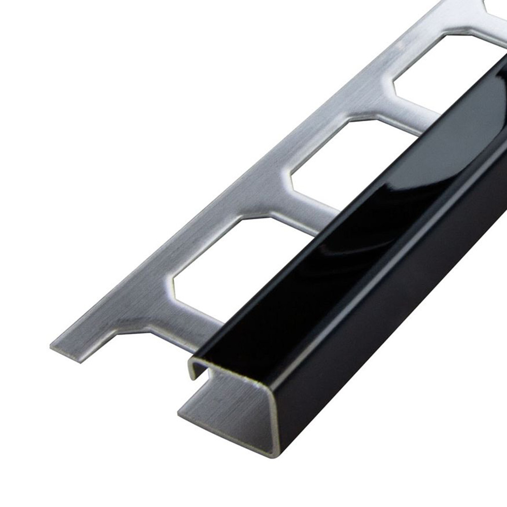 Square edge profile, stainless steel high-gloss black, 250 cm