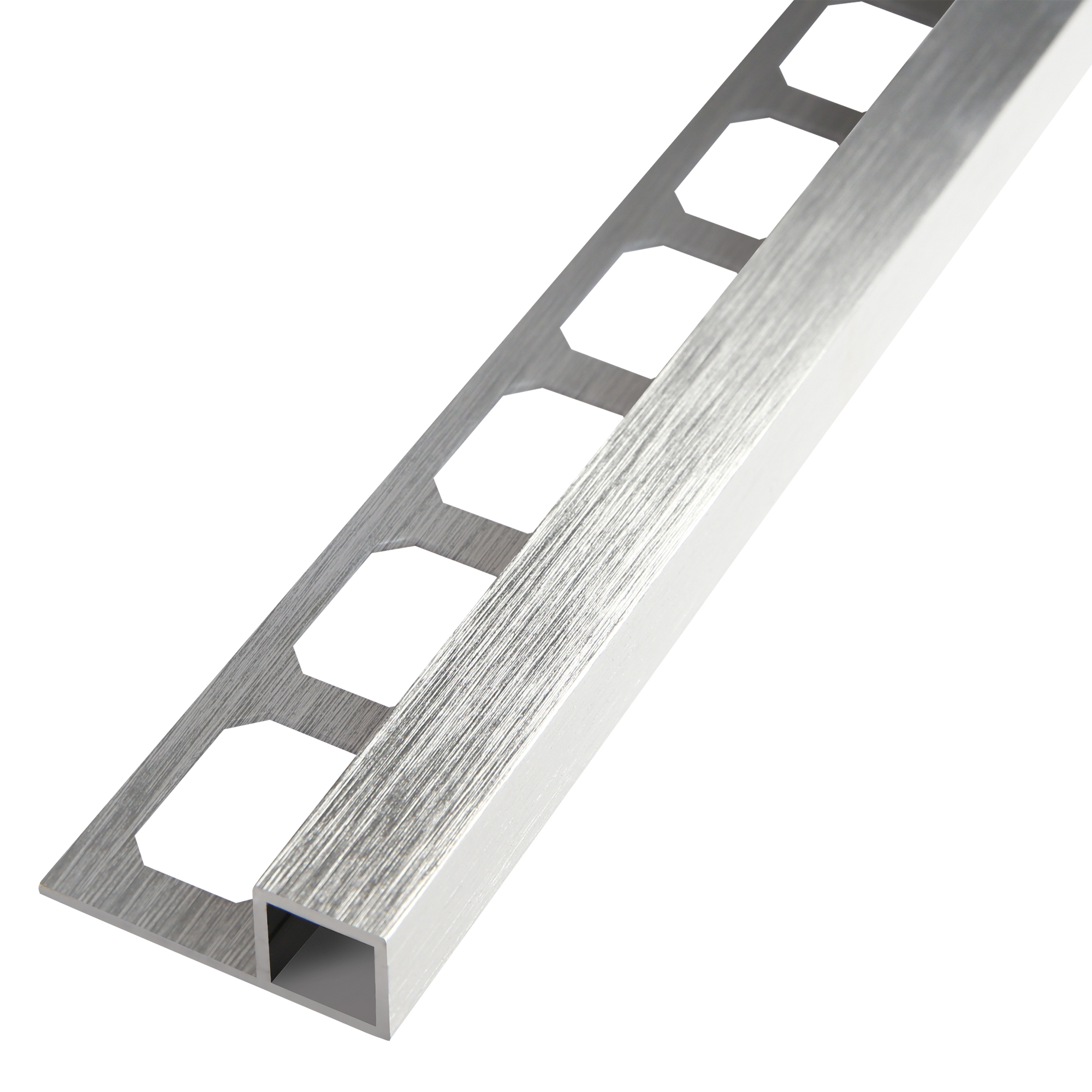 Square edge profile, Aluminum silver high-gloss anodized brushed, 250 cm