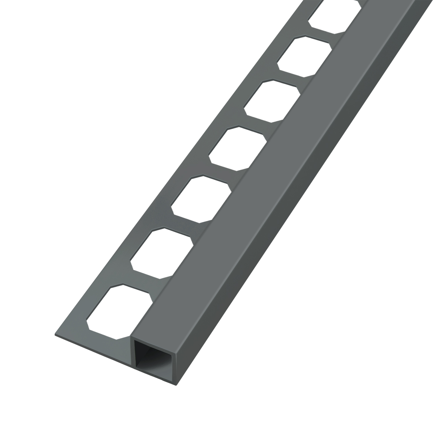Square edge profile, aluminum Powder coated ash grey, 250 cm