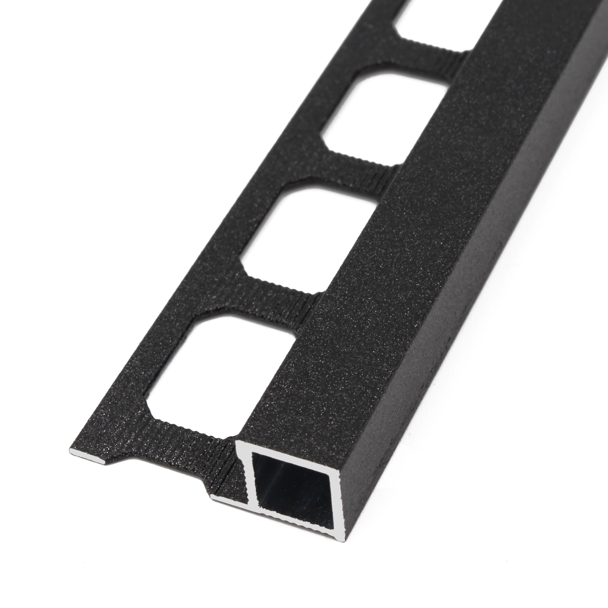 Square edge profile, aluminum tactile coated black glossy, 250 cm