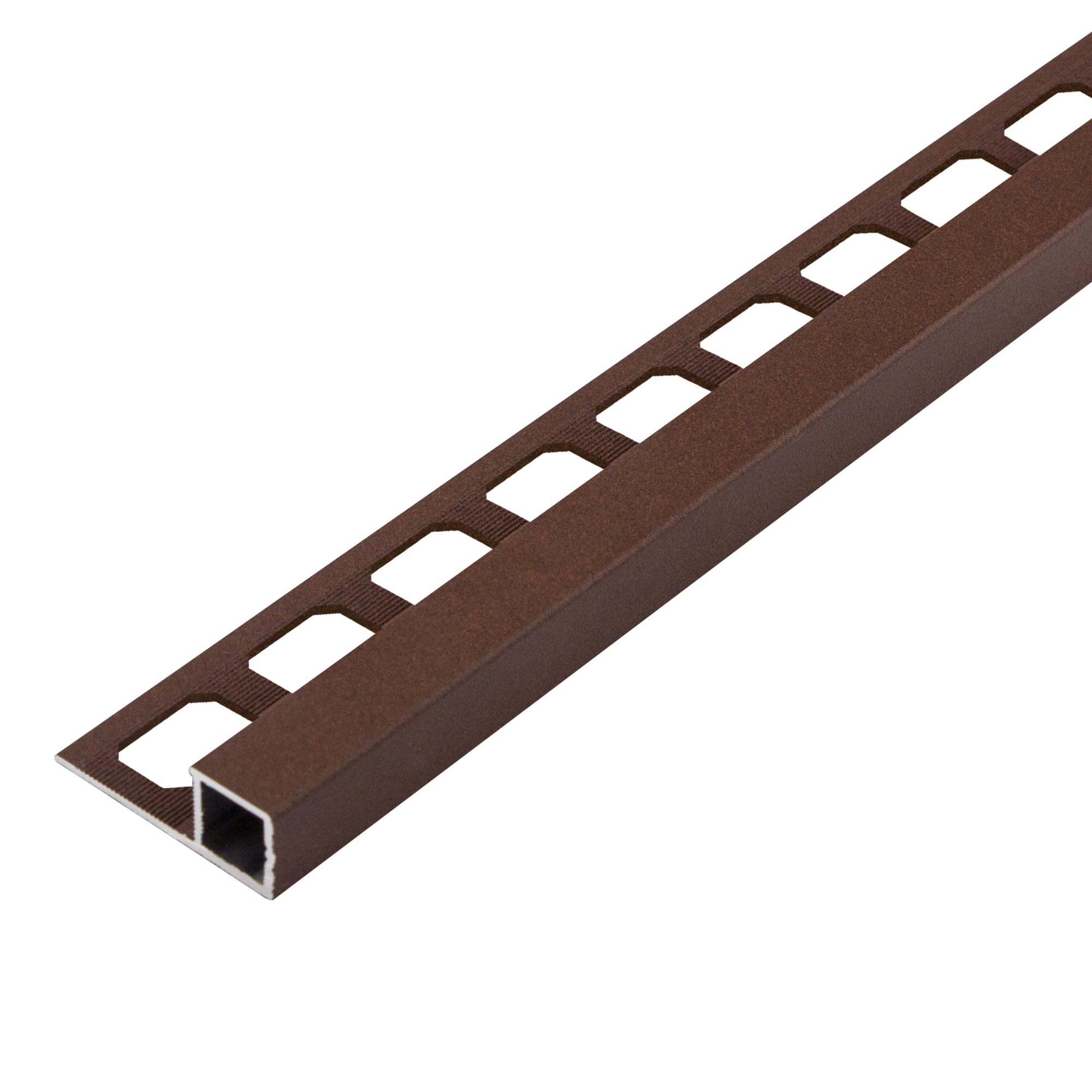 Square edge profile, aluminum tactile coated terra brown, 250 cm