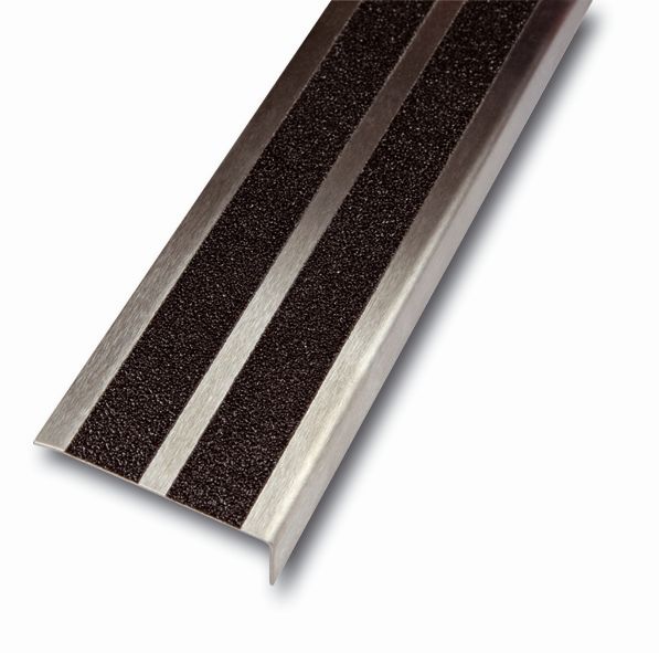 Stair-nosing profile, stainless steel, Safety-Walk double-row 60x20 mm