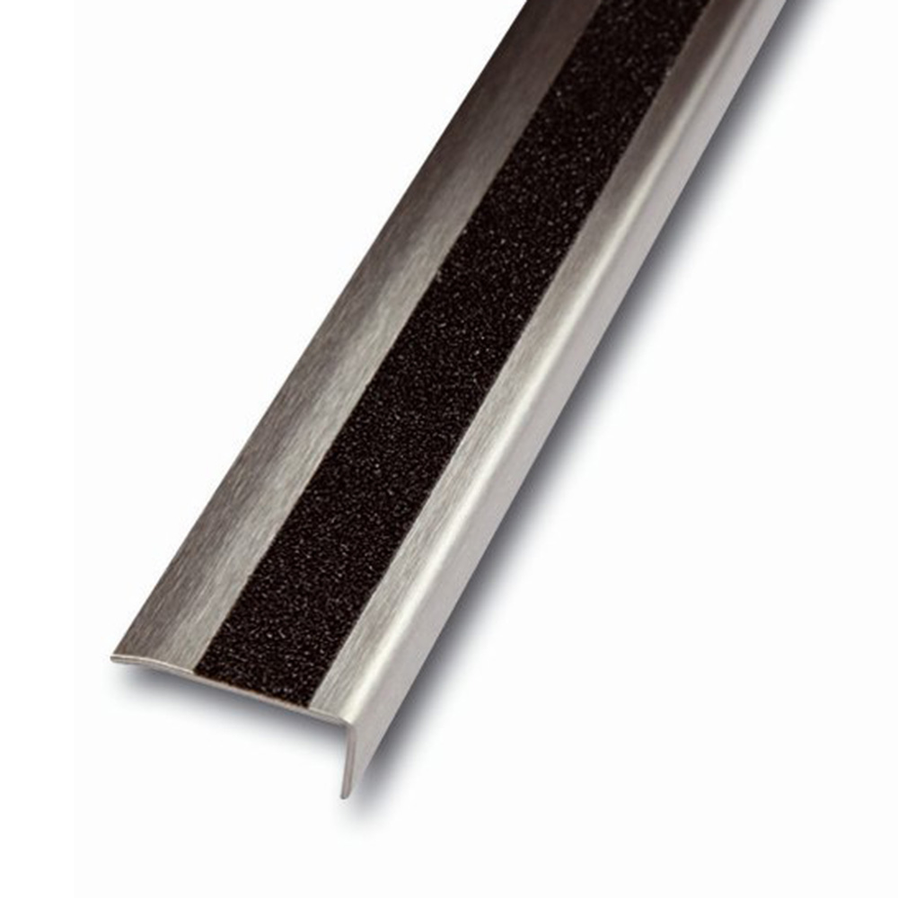 Stair-nosing profile, Stainless steel, Safety-Walk 40x20 mm, from 150 cm