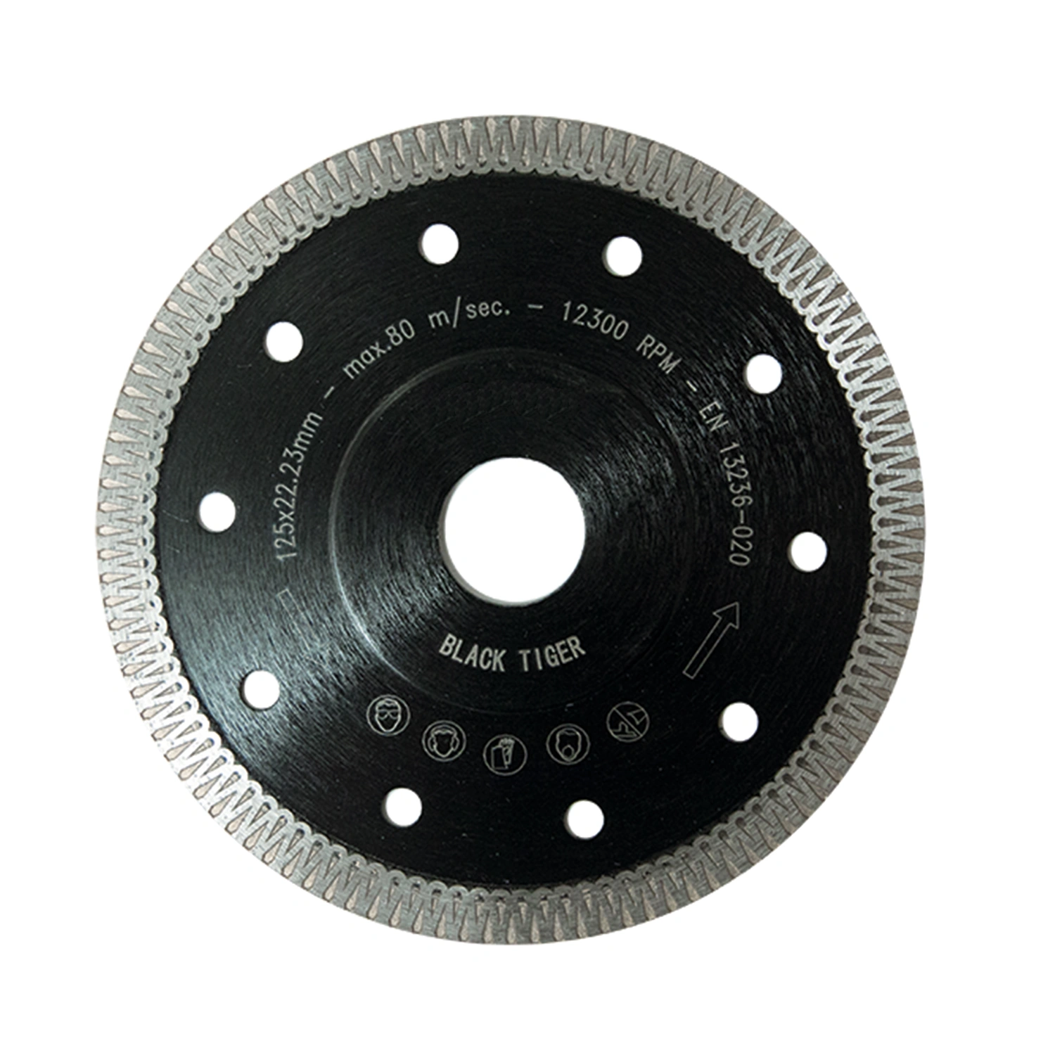 Diamond disc, Black Tiger 1.3 mm ornament segment, reinforced flange, 125 mm