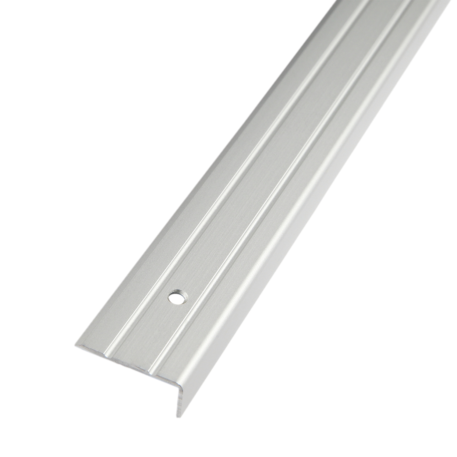 MISSING IMAGE Stair-nosing profile, Aluminum silver anodized, grooved, drilled, 100 cm