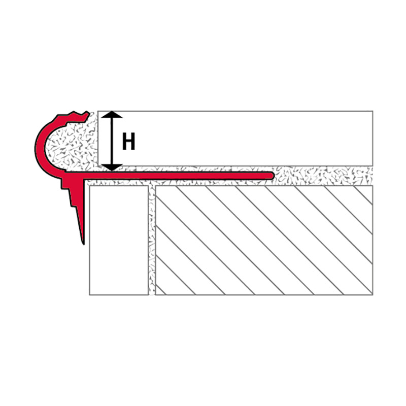 Stair-nosing profile, Aluminum natural, Florentine design, 250 cm - Image 2