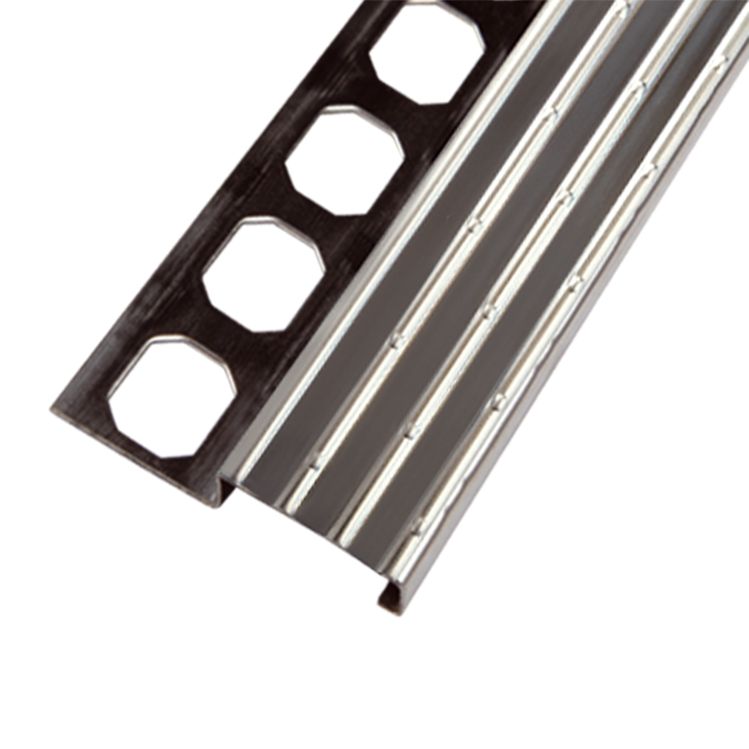 Stair-nosing profile, stainless steel grooved, 250 cm