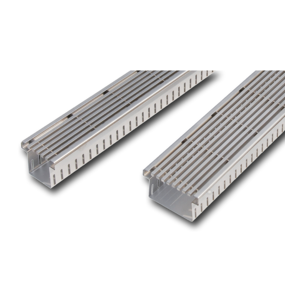 Drainagerinnen Stabilo-Fix Edelstahl V2A mit Längsstabrost 7x7mm 160mm 100mm