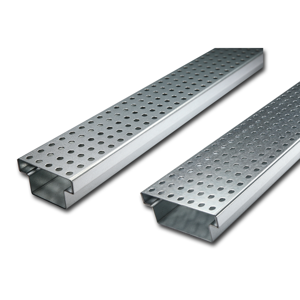 Line drainage channels Stabilo-Fix made of hot-dip galvanized steel with perforated grate 140mm