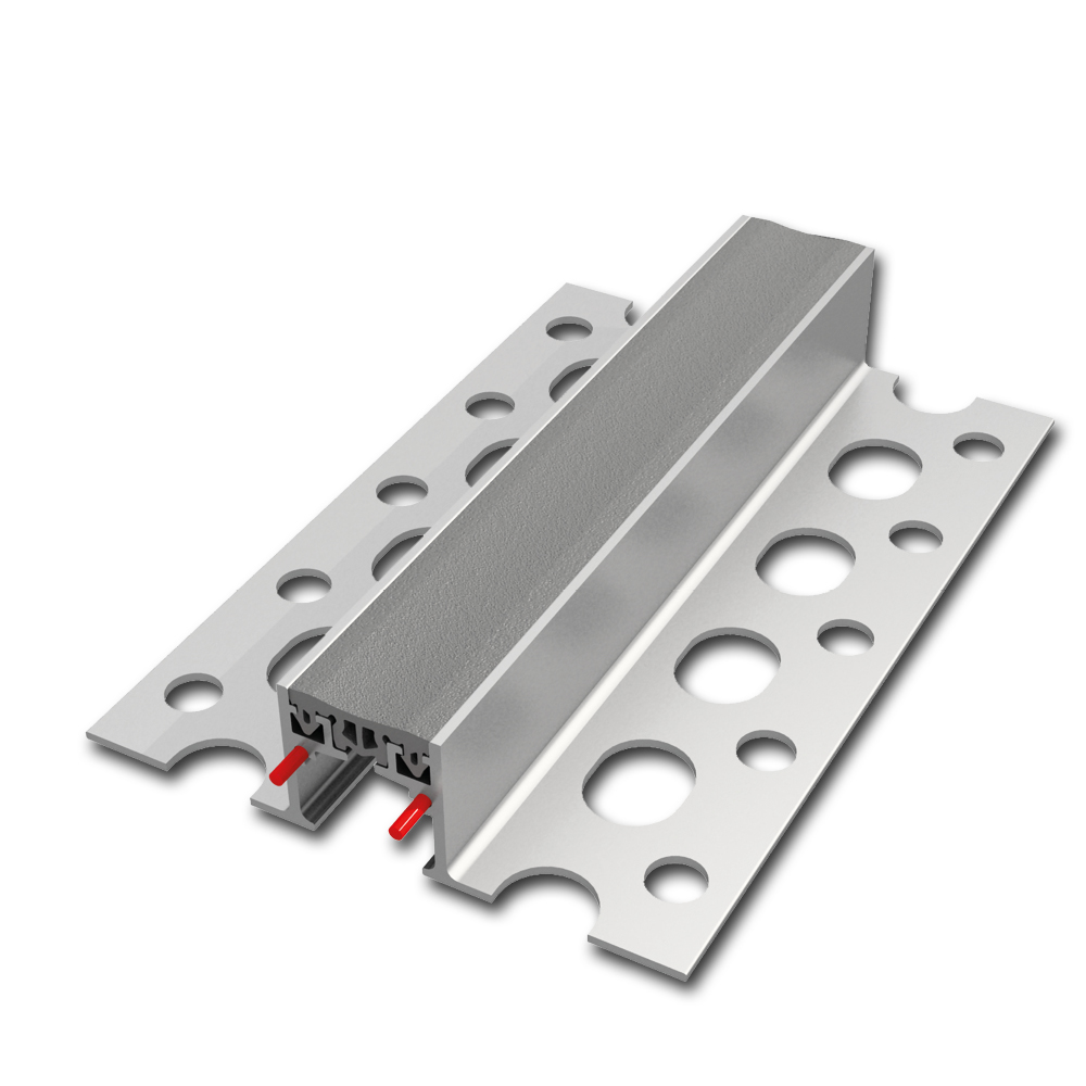 Structural expansion joint profiles made of aluminum with grooved flush TPE insert 500cm 60mm grey